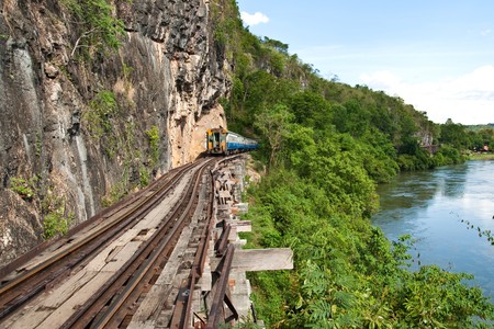 train and the riverの写真素材