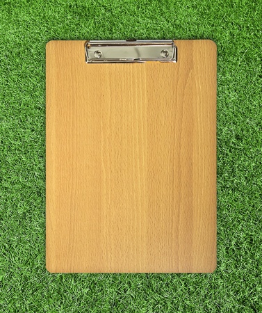 clip board on grassの写真素材