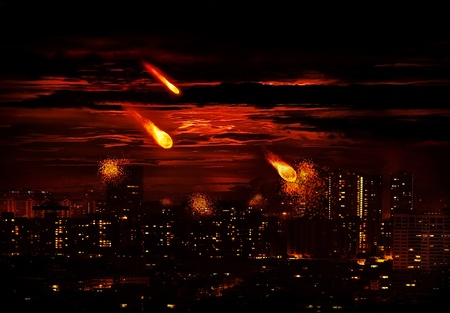 fireball drop from the red skyの写真素材