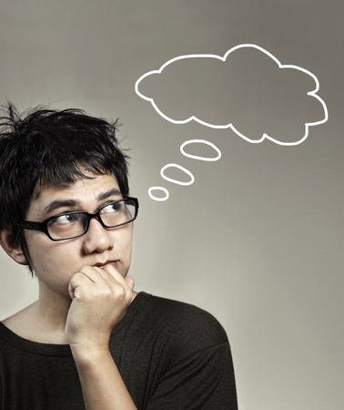 a young man thinking about something