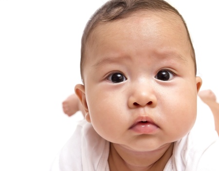 asian baby portrait on white background