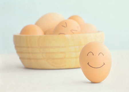 smiley face on egg in retro style