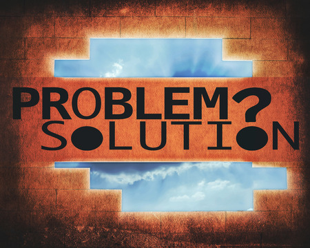 problem and solution with wall and sky background (retro style)