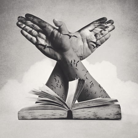 concept of knowledge, double exposure effect and vintage style