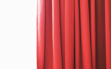 red curtain against white backgroundの写真素材