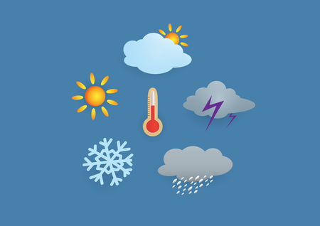 Thermometer and weather icons setのイラスト素材