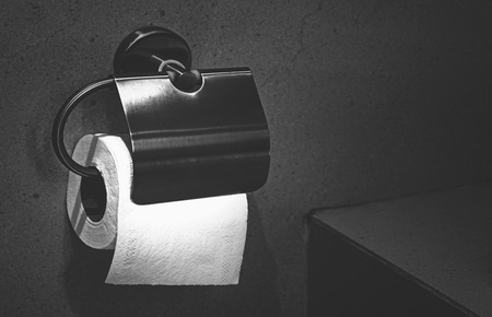 tissue paper roll in the restroomの写真素材
