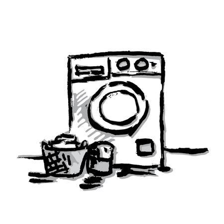 washing machine vector illustration sketchのイラスト素材