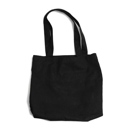 black fabric tote bag on white backgroundの写真素材