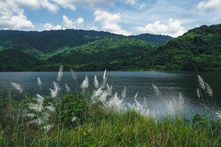 reservoir and mountain landscape. Sai Thong Reservoir in Nakhon nayok, Thailandの写真素材