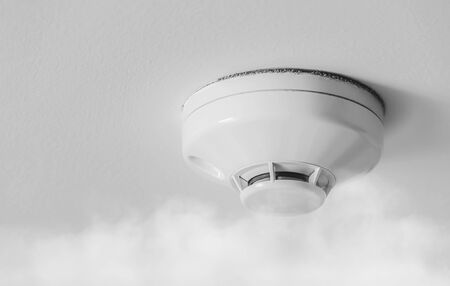 smoke and fire detector on ceilingの写真素材