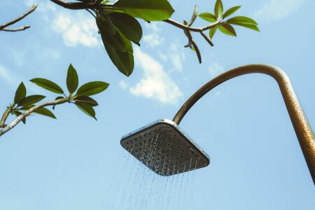 outdoor rain shower with natural view