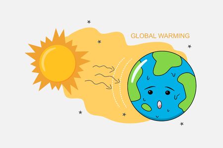earth and sun cartoon. global warmingのイラスト素材