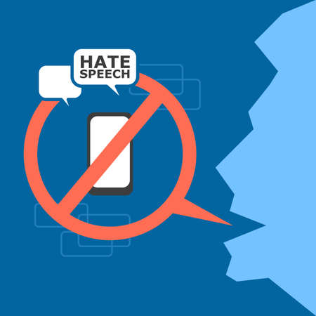 hate speech and bullying on social media. vector illustrationのイラスト素材