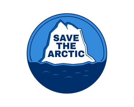 Save the Arctic. Campaign to protect the Arctic. Climate change and environmental concept. Iceberg on the water. vector illustration.のイラスト素材