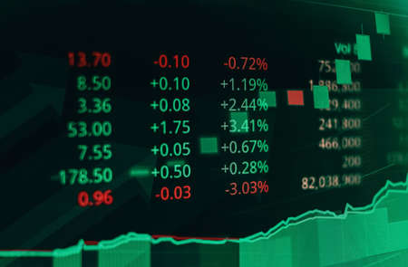 The stock market index rising over the long term. Business financial investment. Trading data...