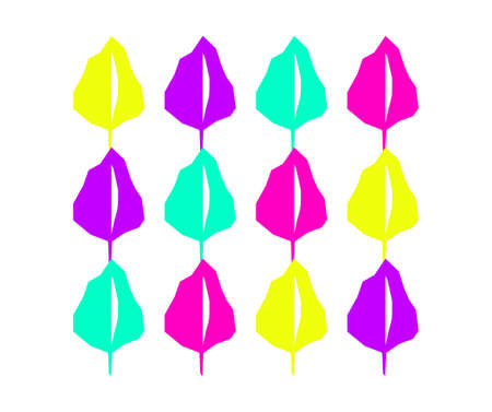 Colorful leaves pattern. Repetition of foliage. Pop art vector. Simple shape design.のイラスト素材
