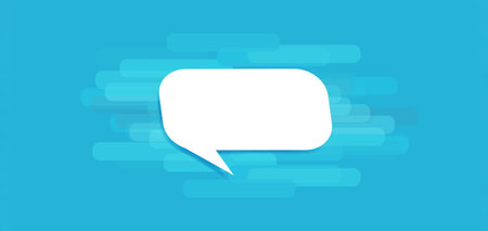 Comment box on the blue graphic background. Illustration banner backdrop. Speech bubble.の写真素材