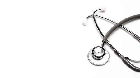Health care and medical check up concept. Stethoscope on white background with copyspace.の写真素材