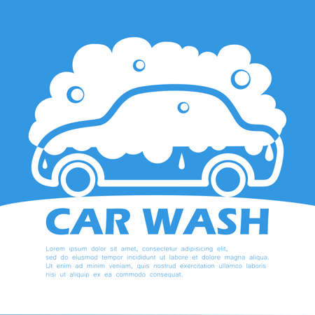 Car wash logo design. Automotive service business. Car care cleaning vector illustration.のイラスト素材