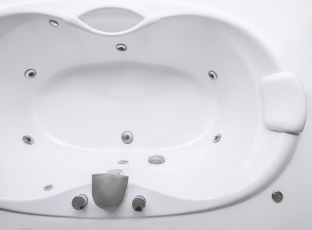 Top view of the white luxury bath tub for relax and soak.の写真素材