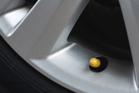 Inflating car tires. Check tire pressure. Preparing the vehicle before traveling.の写真素材