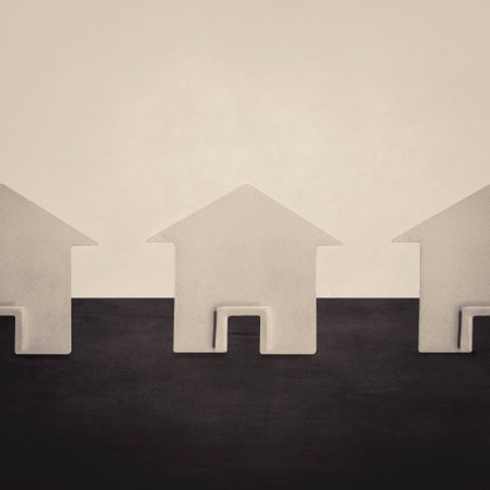 Neighboring houses in the village. Residential house symbol.の写真素材