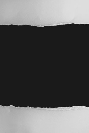 White ripped paper sheet on vertical background. Piece of torn. Reveal the true. Art frame design.の写真素材