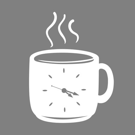 Coffee break time. Hot beverage cup. Taking a break with tea.のイラスト素材