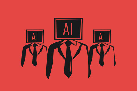 Artificial intelligence technology is going to replace human. Ai workers make people unemployed.のイラスト素材