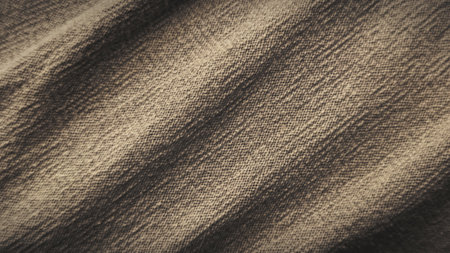 Soft brown cotton backdrop. Textile natural staple fiber. Fabric cloth surface background.の写真素材