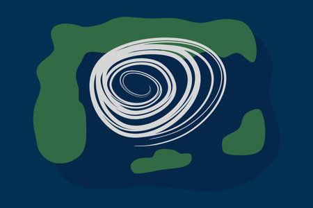 Tropical hurricane forms in the sea ocean and intensity in the gulf coast. Weather forecast. Tornado watch. Storm surge.のイラスト素材