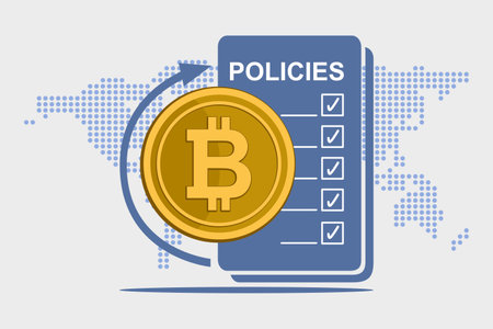 Financial economic plan. Cryptocurrency emerging policies and global impact. Bitcoin crypto adopt. Money marketsのイラスト素材