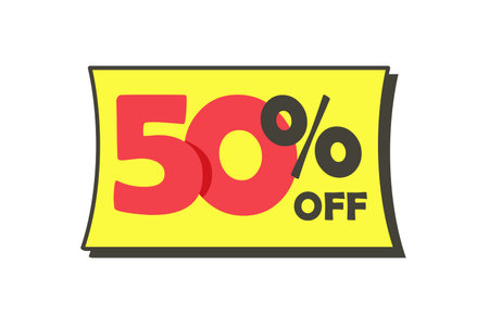 Special offer 50 Percent Off. Discount and marketing promotion. Half price sale coupon tag.のイラスト素材