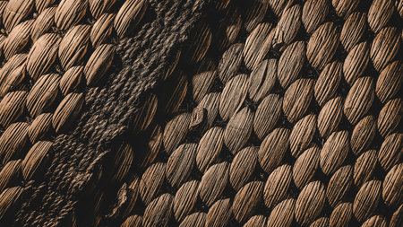 Woven floor mat texture detail. Traditional handcraft pattern background. Handmade straw mat.