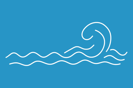 Minimalist wave lines. Sea ocean ripple water doodle style. Simple hand drawn illustration design.のイラスト素材