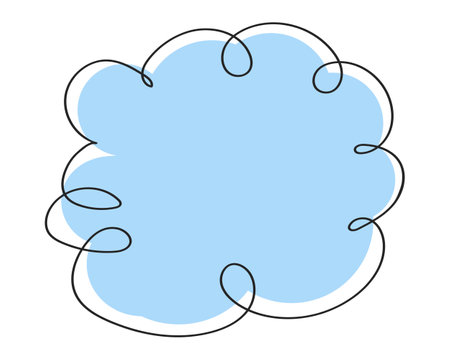 Doodle cumulus fluffy cloud. Thinking bubble hand drawn scribble. Freehand element.のイラスト素材