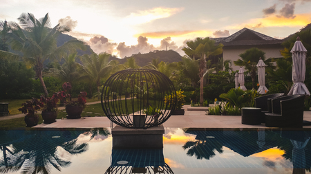 luxury hotel at the Seychellesの写真素材