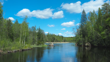 beautiful finish lakescape in summerの写真素材