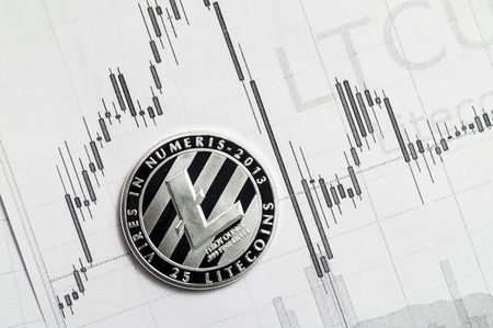 Litecoin and schedule changes course. Economic indicators cryptocurrencyの写真素材