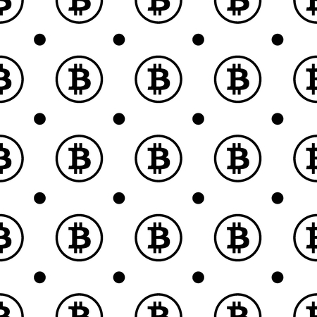 Bitcoin black on white background seamless pattern textureのイラスト素材