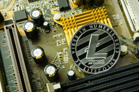 Crypto currency, litecoin and computer fee financeの写真素材