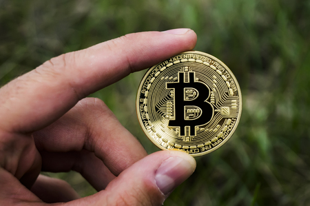 New crypto currency, bitcoin and computer fee finance financeの写真素材