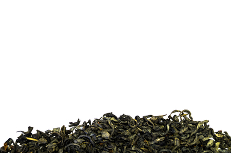 Pile of tea isolated on white backgroundの写真素材