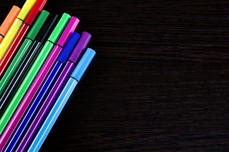 markers close-up geometrically smooth different colors backgroundの写真素材