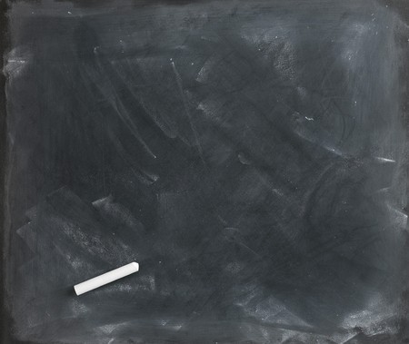 a blank blackboard, chalkboard and chalk straight onの写真素材