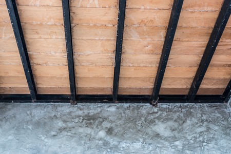 Beautiful roof structure with steel and woodの写真素材