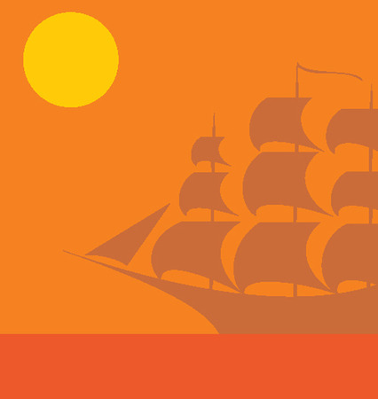 Background. The yacht at a dawnのイラスト素材