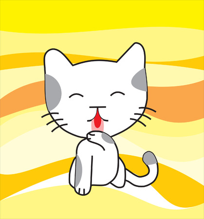 White kitten with gray stainsのイラスト素材