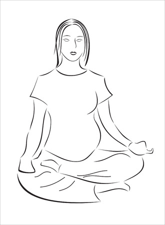 Silhouette. An image of the pregnant girl engaged yogaのイラスト素材